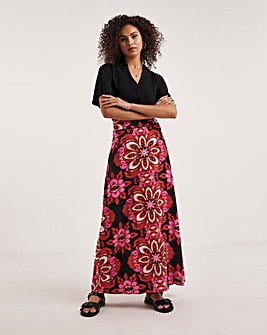Ro&Zo Moroccan Rose Print Maxi Skirt
