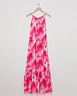 Ro&Zo Pink Tie Dye Texture Tie Waist Maxi Dress