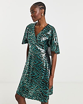 Lovedrobe Animal Sequin Cape Mini Dress