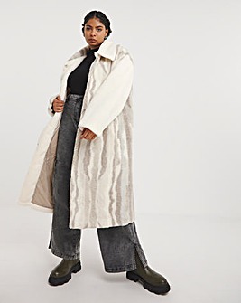 Native Youth Contrast Sherpa and Faux Fur Longline Coat