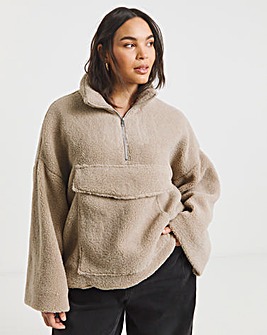 Native Youth Borg Zip Up Fleece With Bell Sleeve
