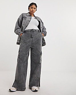 Native Youth Acid Wash Wide Leg Jeans Seaming