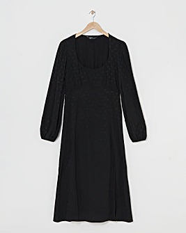 Nobody's Child Dee Dee satin Jacquard Scoop Neck Midi Dress