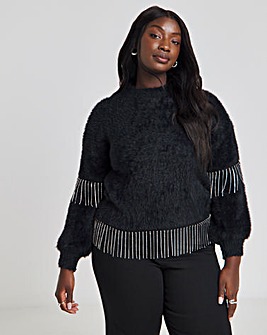 Lovedrobe Diamante Fringe Jumper