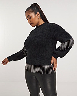 Lovedrobe Diamante Fringe Jumper