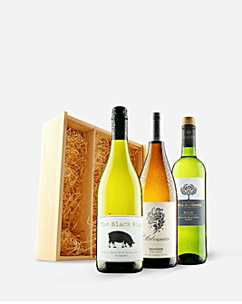 White Wine Trio In Wooden Gift Box