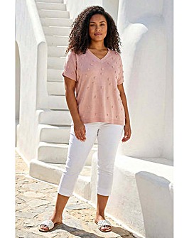 Roman Curve Faux Pearl Embellished Top