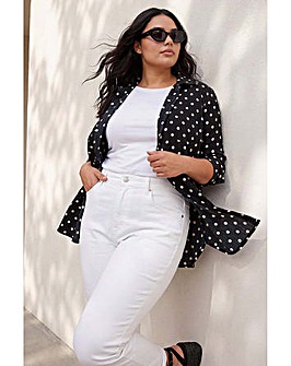 Roman Curve Spot Print Button Shirt