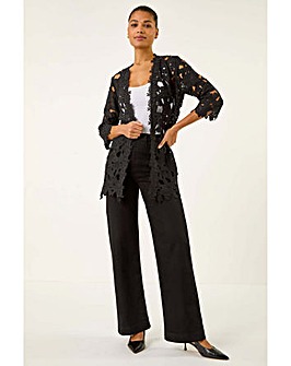 Roman Crochet Lace Longline Jacket