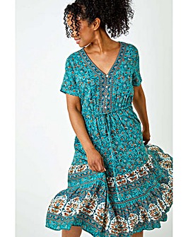 Roman Petite Floral Print Midi Dress