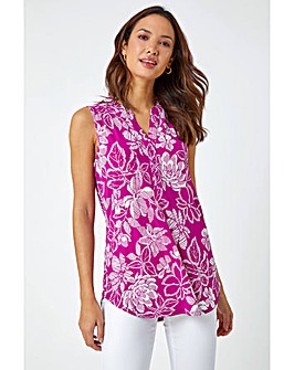 Roman Textured Floral Sleeveless Top