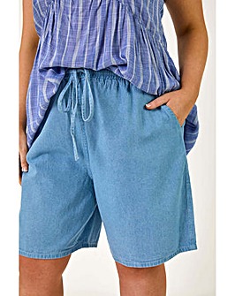 Roman Curve Tie Waist Denim Short