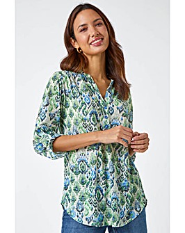 Roman Aztec Burnout Relaxed Tunic Top