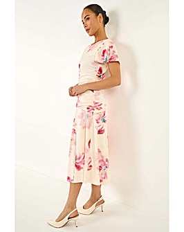 Roman Petite Floral Ruched Side Dress