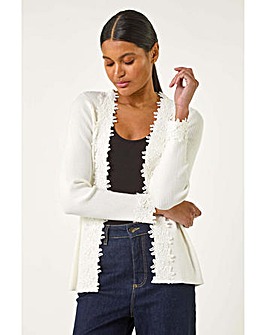 Roman Lace Trim Knit Cardigan
