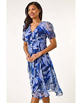 Roman Abstract Floral Hanky Hem Dress