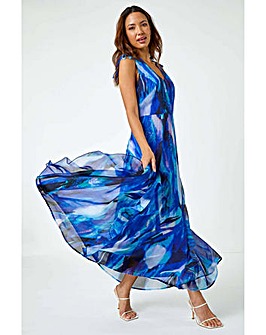 Roman Sleeveless Abstract Maxi Dress