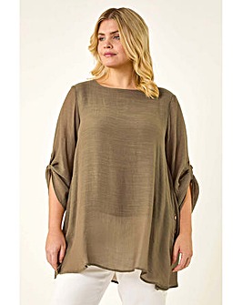 Roman Curve Buttoned Side Asymmetric Top