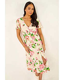 Roman Petite Floral Print Button Dress