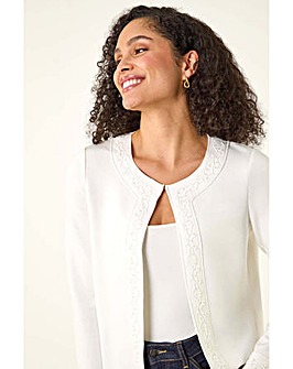 Roman Beaded Trim Open Jacket