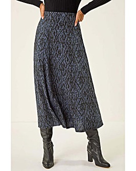 Roman Abstract Diamond Print Midi Skirt