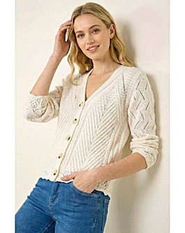 Roman Scallop V-Neck Knit Cardigan