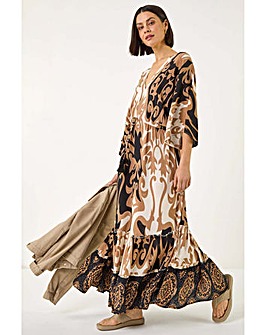 Roman Boho Border Print Maxi Dress