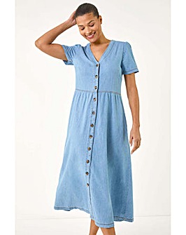 Roman Denim Button Down Midi Dress