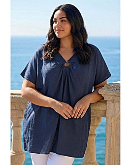 Roman Curve Ring Front Oversized Top