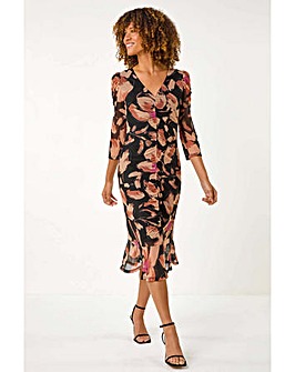 Roman Ruched Floral Frill Dress