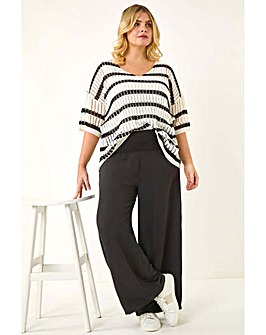 Roman Curve Shirred Wide Leg Trouser