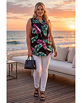 Roman Curve Leaf Puff Stretch Shirt