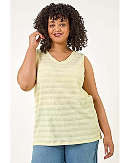 Roman Curve Stripe Textured Vest Top