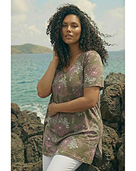 Roman Curve Floral Bar Back Stretch Top