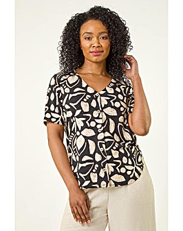 Roman Petite Abstract Stretch Blouse
