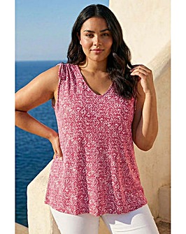 Roman Curve  Ruched Shoulder Vest Top