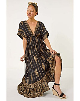 Roman Petite Foil Print Boho Maxi Dress