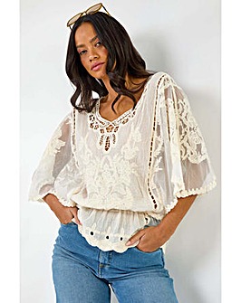 Roman Dusk Butterfly Lace Blouse