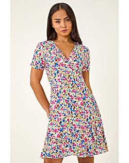 Roman Petite Floral Frill Wrap Dress
