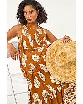 Roman Border Print Smock Maxi Dress