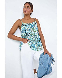 Roman Aztec Print Pleat Front Cami Top