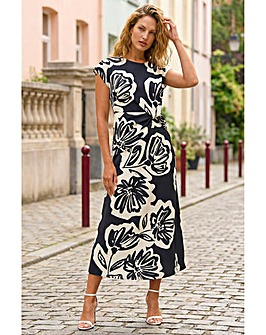 Roman Abstract Print Gathered Wrap Dress