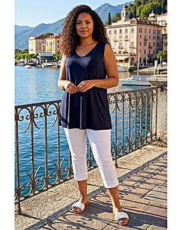 Roman Curve Plain V-Neck Vest Top