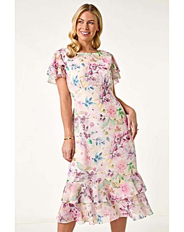 Roman Petite Floral Double Frill Dress
