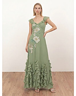 Maya Deluxe Floral Embellished Ruffle Ma