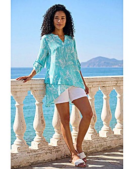 Roman Linear Print Wrap Tunic