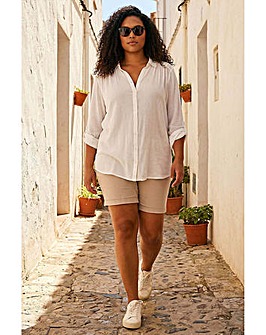 Roman Curve Lace Detail Crinkle Blouse