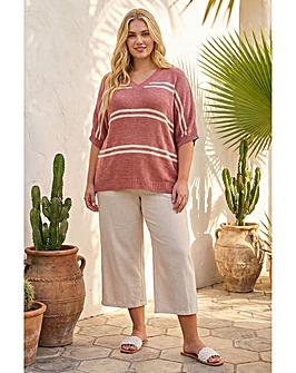 Roman Curve Stripe V-Neck Knit Jumper