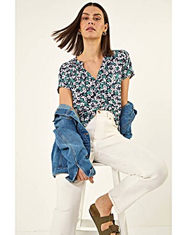 Roman Textured Floral Print Top