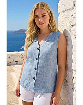 Roman Curve Buttoned Relaxed Waistcoat
